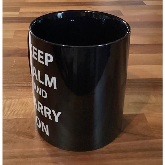 Black Oversized Mug Keep Calm and Carry On The Old Pottery Company 4.5” - Picture 8 of 10